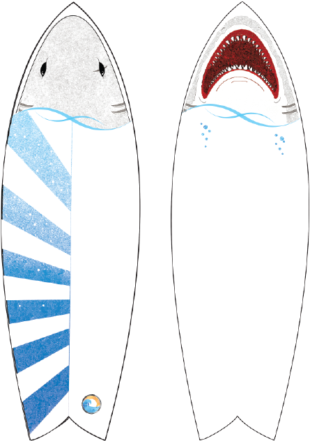Combo Shark-01 - Surfboard With Shark Design Clipart (612x792), Png Download