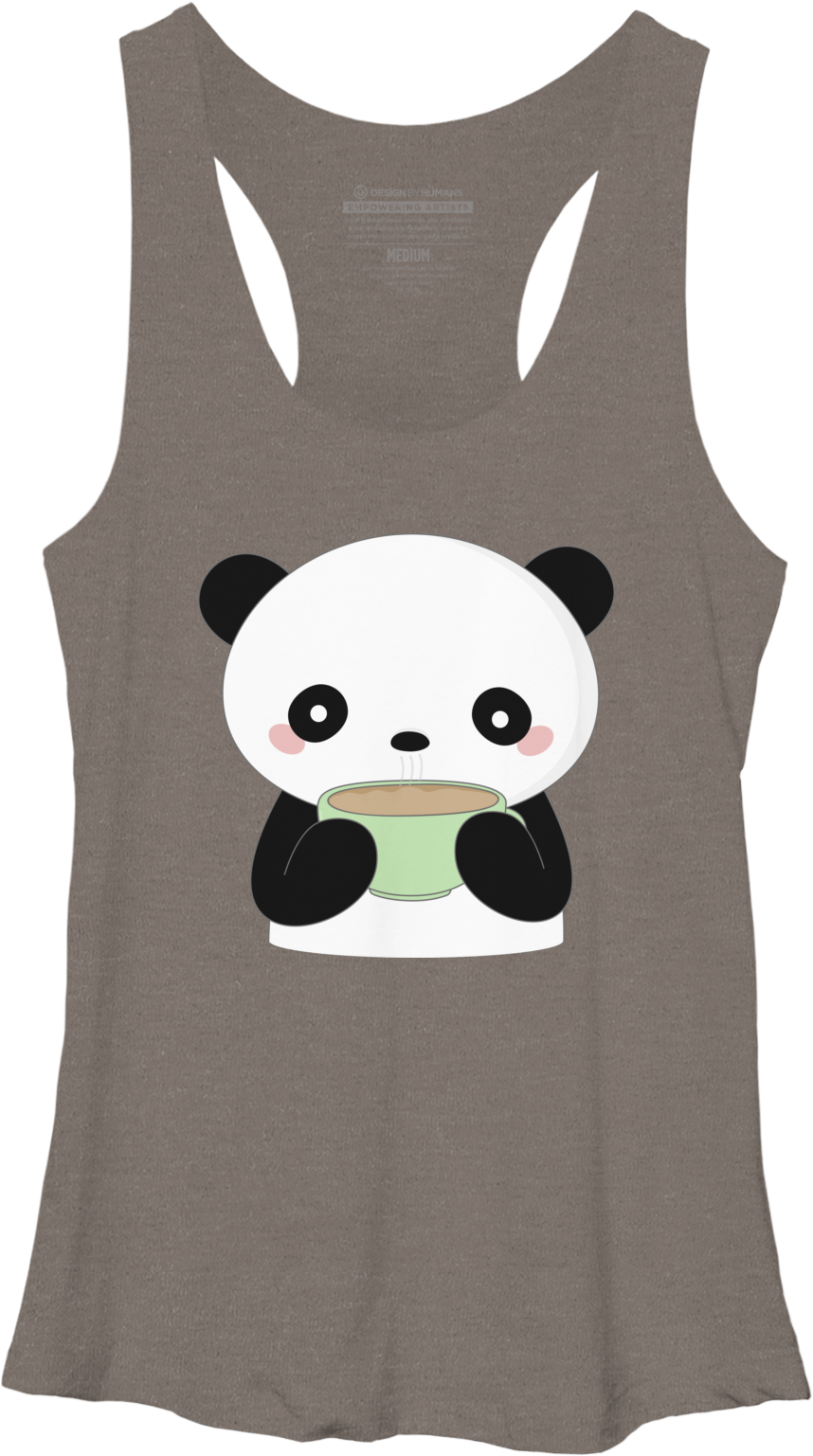 Kawaii Coffee Panda Racerback - Design By Humans Clipart (1800x1800), Png Download