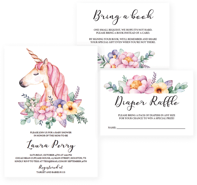 Unicorn Themed Baby Shower Invitation Templates By - Baby Shower Invite Template Unicorn Clipart (818x767), Png Download