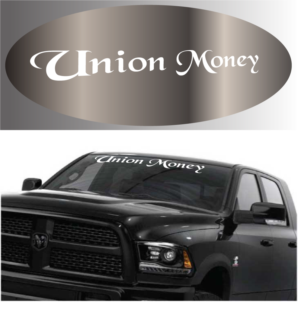 Union Money Windshield Banner Auto Decal Car Sticker - 2017 Dodge Ram Blacked Out Clipart (987x1024), Png Download