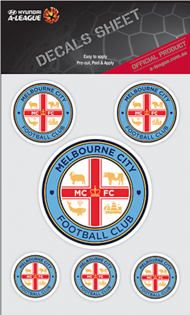 Melbourne City A-league Uv Car Decals 7 Stickers Per - Womens Melbourne City Fc Clipart (570x612), Png Download