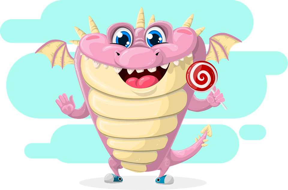 Dragon Cute Pink Lollipop Wing Tale Fairy - Kids Premium T Clipart (960x633), Png Download