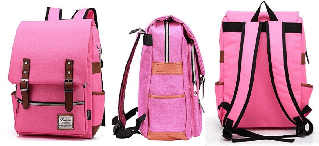 Pink Durable Feskin Back To School Backpack - Backpack Clipart (1100x688), Png Download