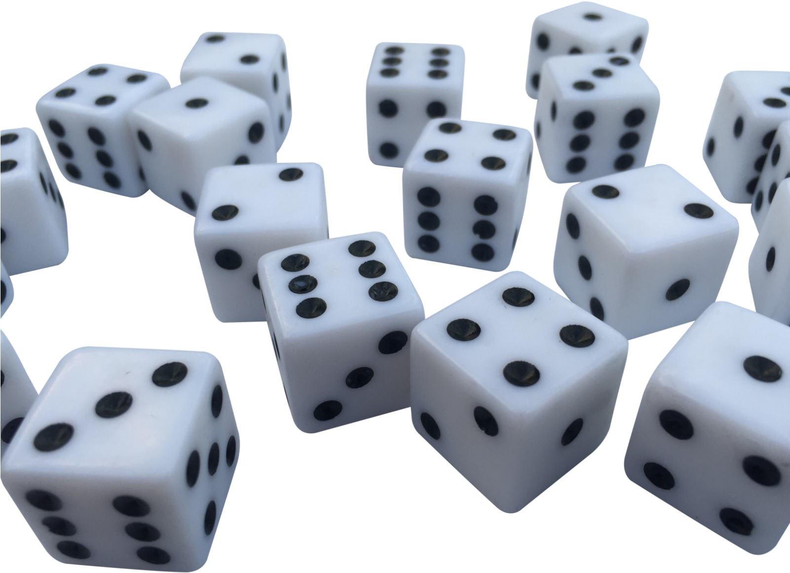 20 X Large Casino Style Six Sided White Dice 19mm Craps - Dice Game Clipart (1600x1200), Png Download