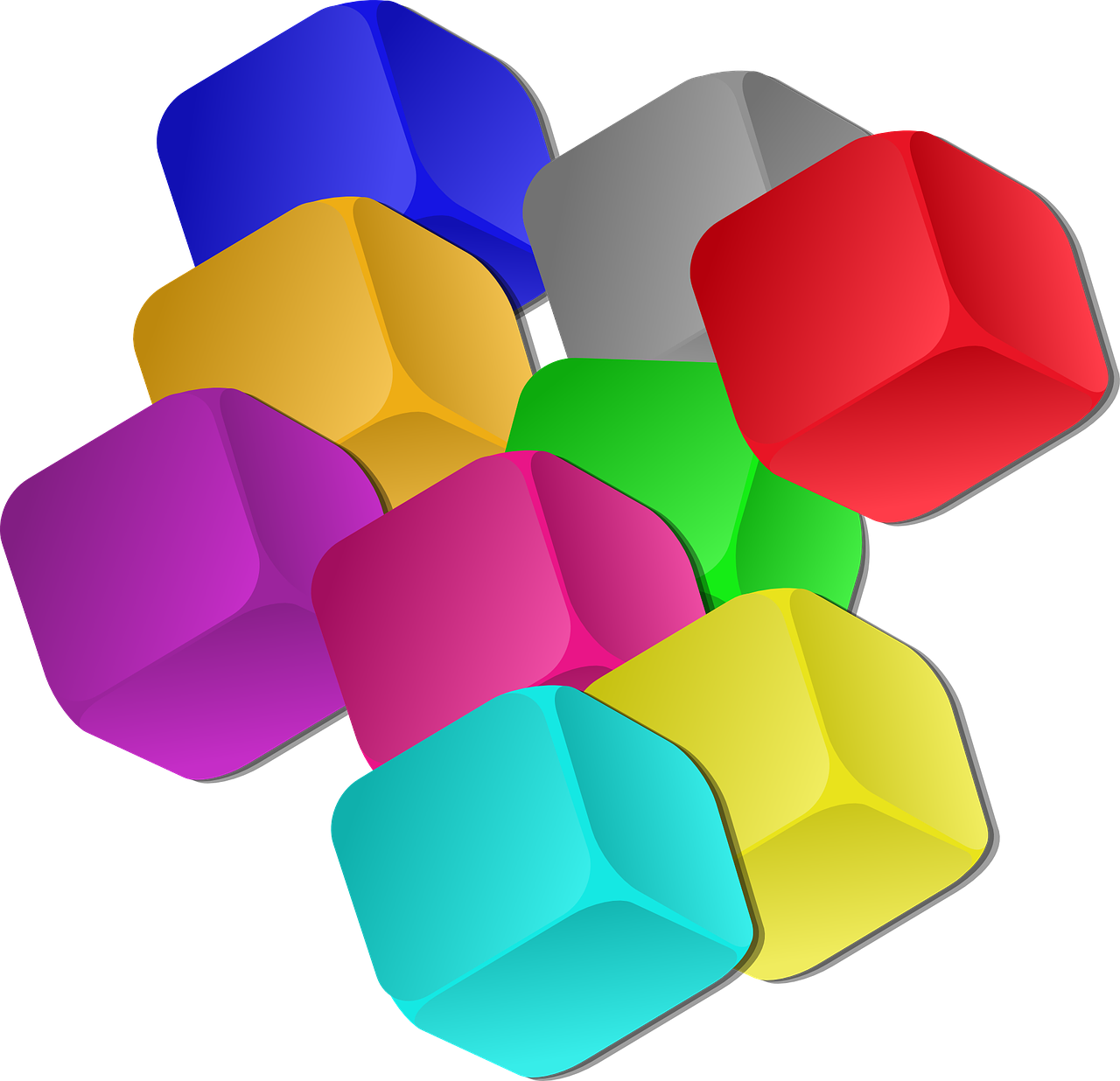 Boxes Dice Rainbow Colors Transparent Image - Cubes Clipart - Png Download (1280x1236), Png Download
