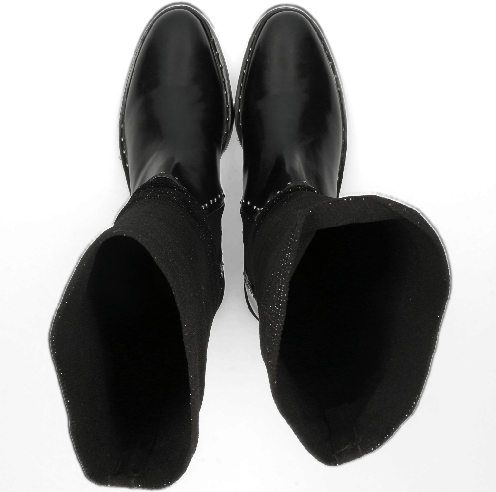 Boots Susan 52 Black Stafy Glitter Black Rivets - Boot Clipart (1024x1024), Png Download