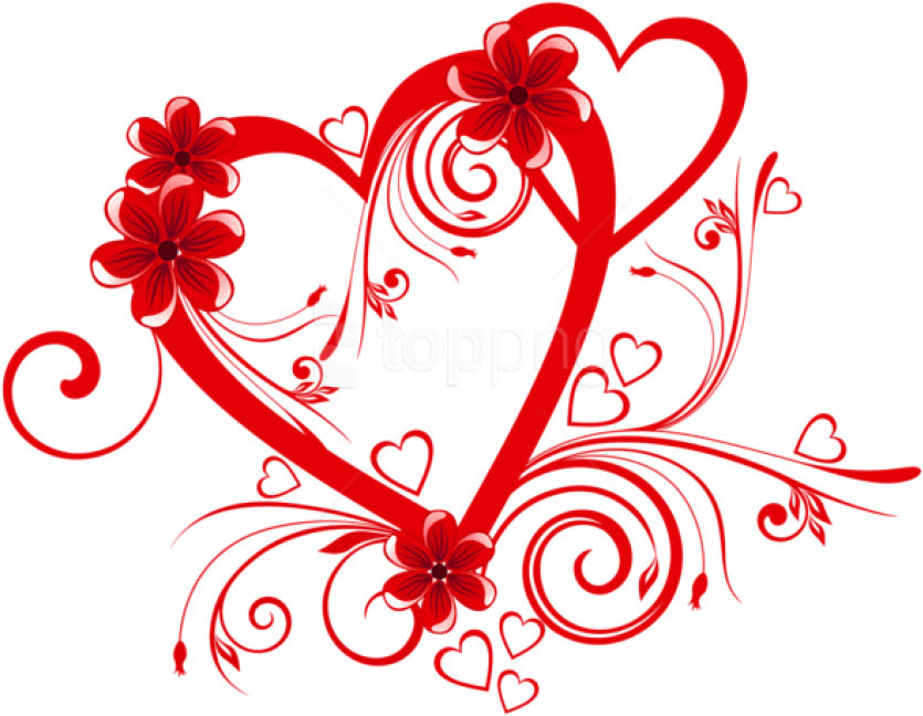 Free Png Heart With Flowers Png Images Transparent - Png Love Clipart (850x661), Png Download
