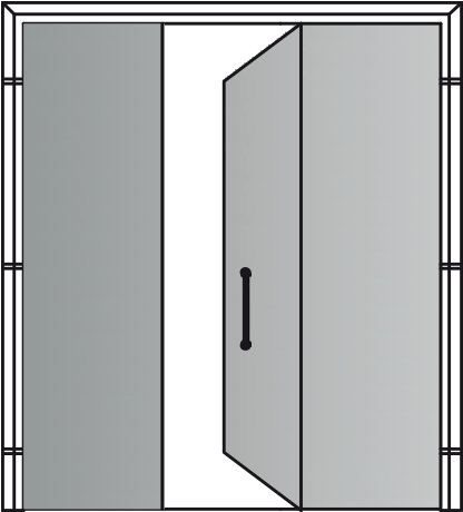 Leaved Door Opening To Push With Two Fixed Side Blind - Sliding Door Clipart (600x600), Png Download