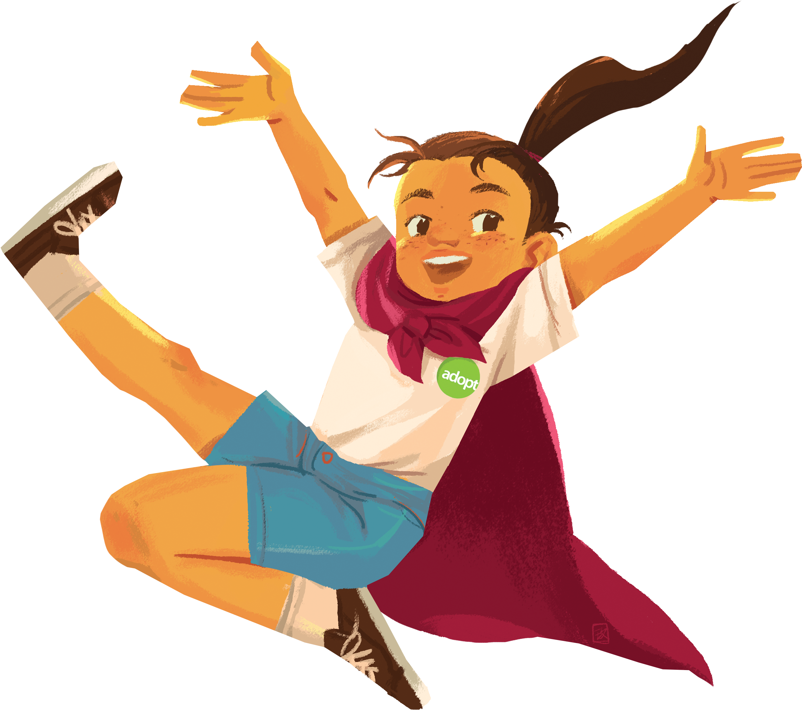 Girl Jumping In Sideways Leg - Cartoon Clipart (2750x3000), Png Download