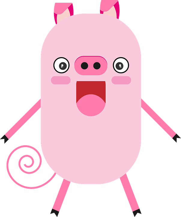 Pig Cartoon Character Figure Design Pink Animal - Personaje Din Desene Animate Clipart (603x720), Png Download
