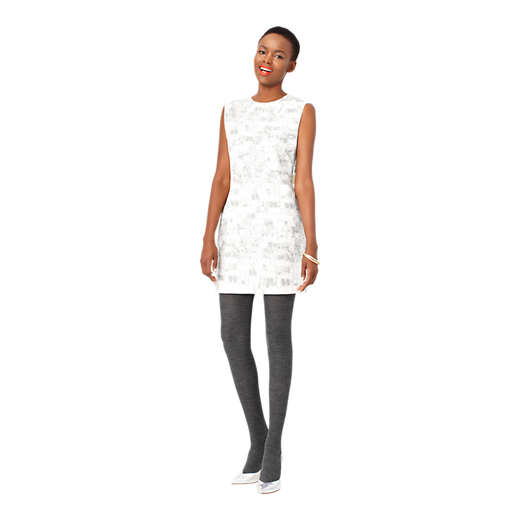 Zip-back Shift Dress In Grey Paint Spots - Leggings Clipart (742x742), Png Download