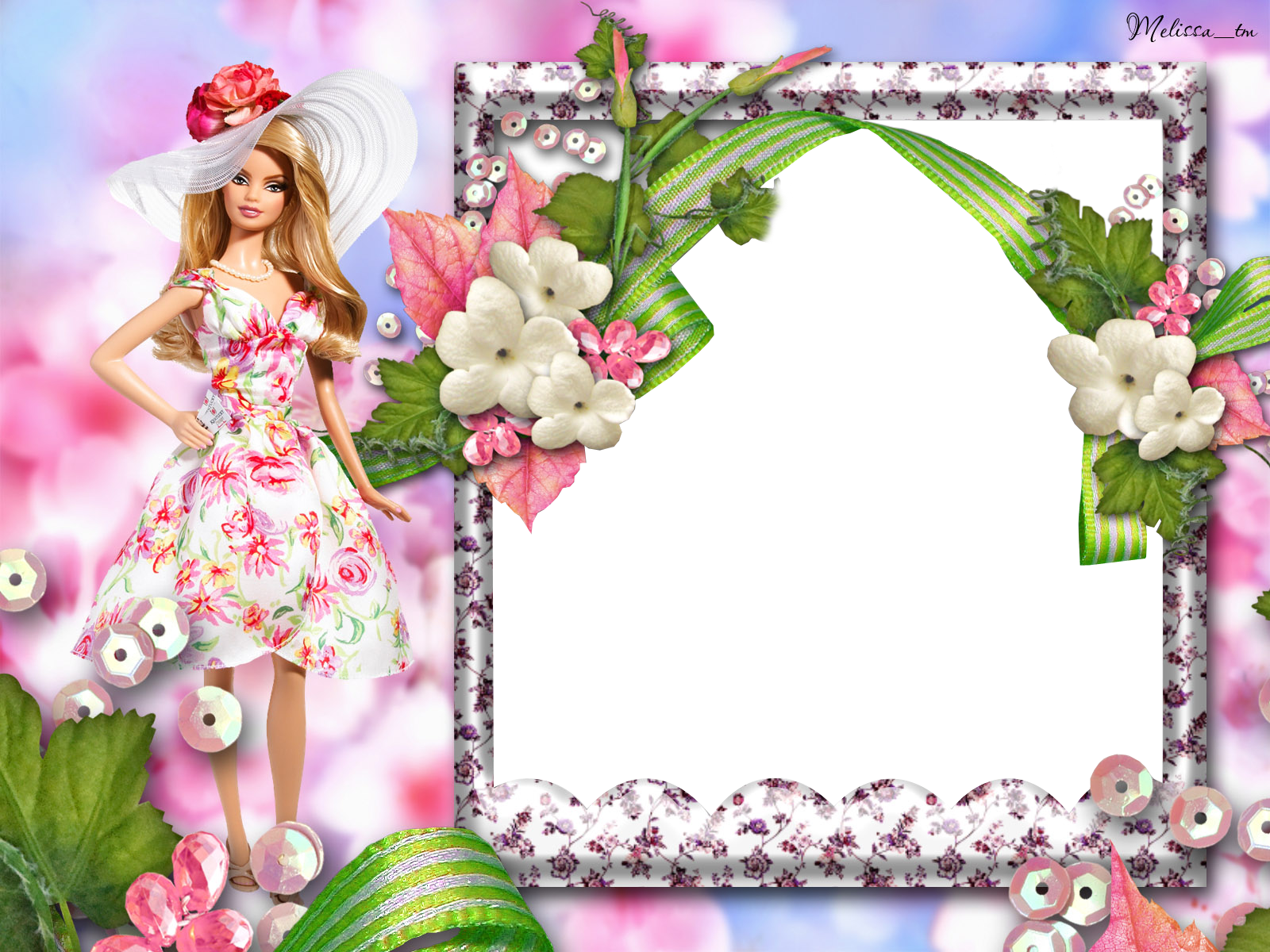 Cartoon Picture Frame - Barbie Doll Photo Frame Clipart (1600x1200), Png Download