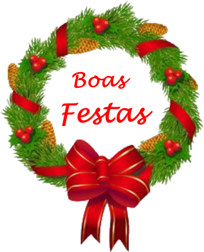 Boas Festas E Um Próspero Ano Novo - Christmas Wreath With Bow Clipart - Png Download (1440x900), Png Download