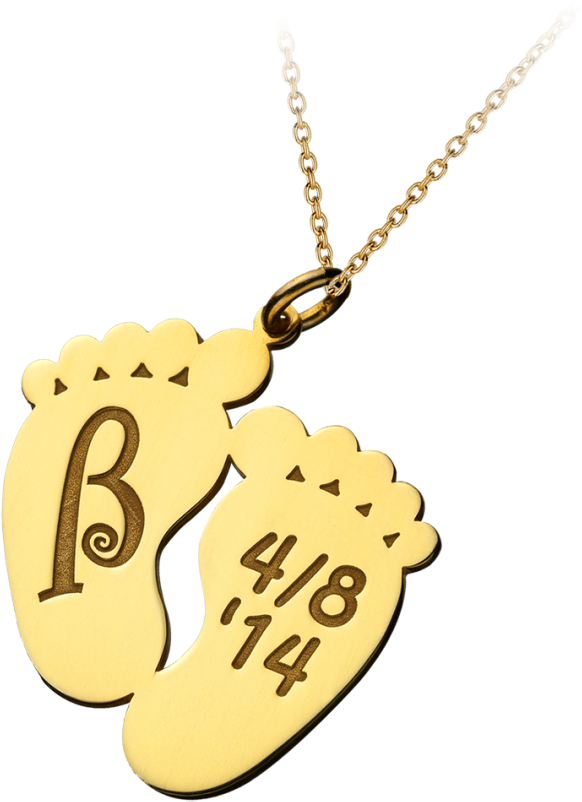 Κολιέ Πατουσίτσες Με Μονόγραμμα & Ημερ - Pendant Clipart (950x950), Png Download