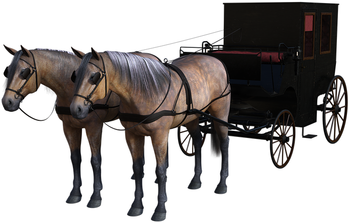 Carriage Horse Drawn Wagon Horses Animals Coach - Stallion Clipart (720x720), Png Download
