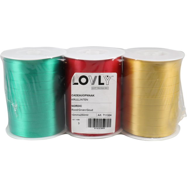 Lovly® Ribbon, 10mm, 250m, Red/gold/green Clipart (640x640), Png Download