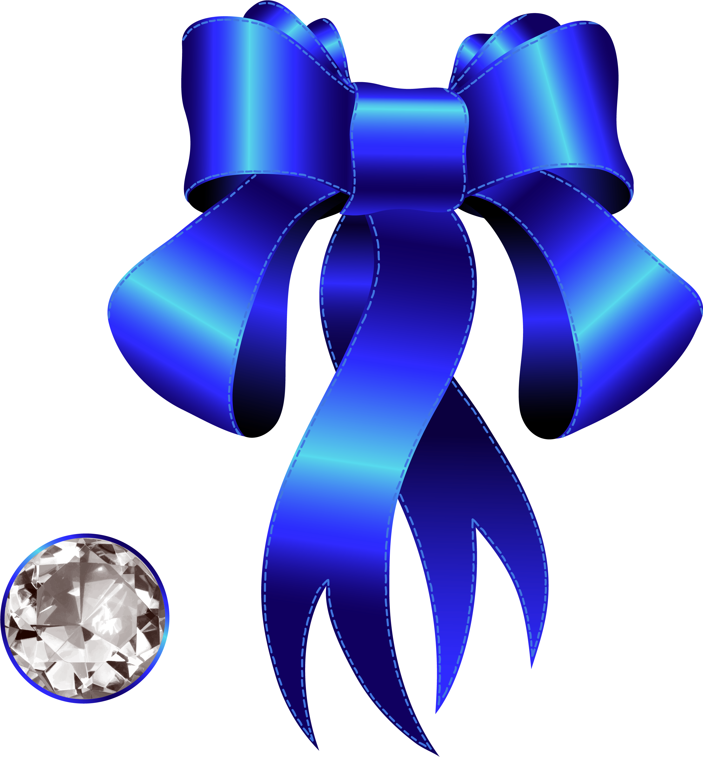 Blue Decorative Bow With Diamond Png Clipart Gallery - Royal Blue Diamond Png Transparent Png (2878x3060), Png Download