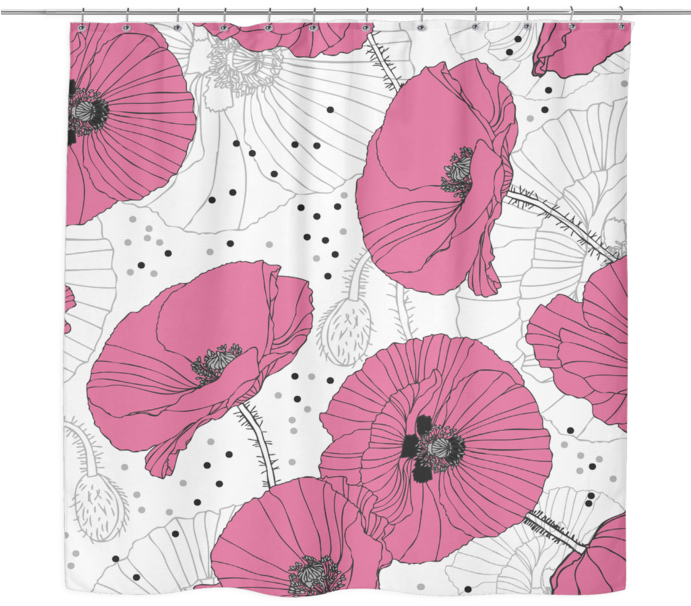 Delicate Pink Poppy Shower Curtain - Poppy Clipart (691x606), Png Download