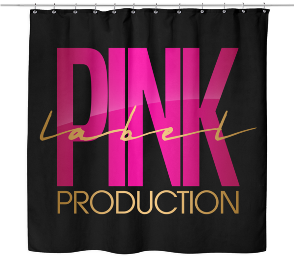 Pink Label Shower Curtain - Curtain Clipart (600x600), Png Download