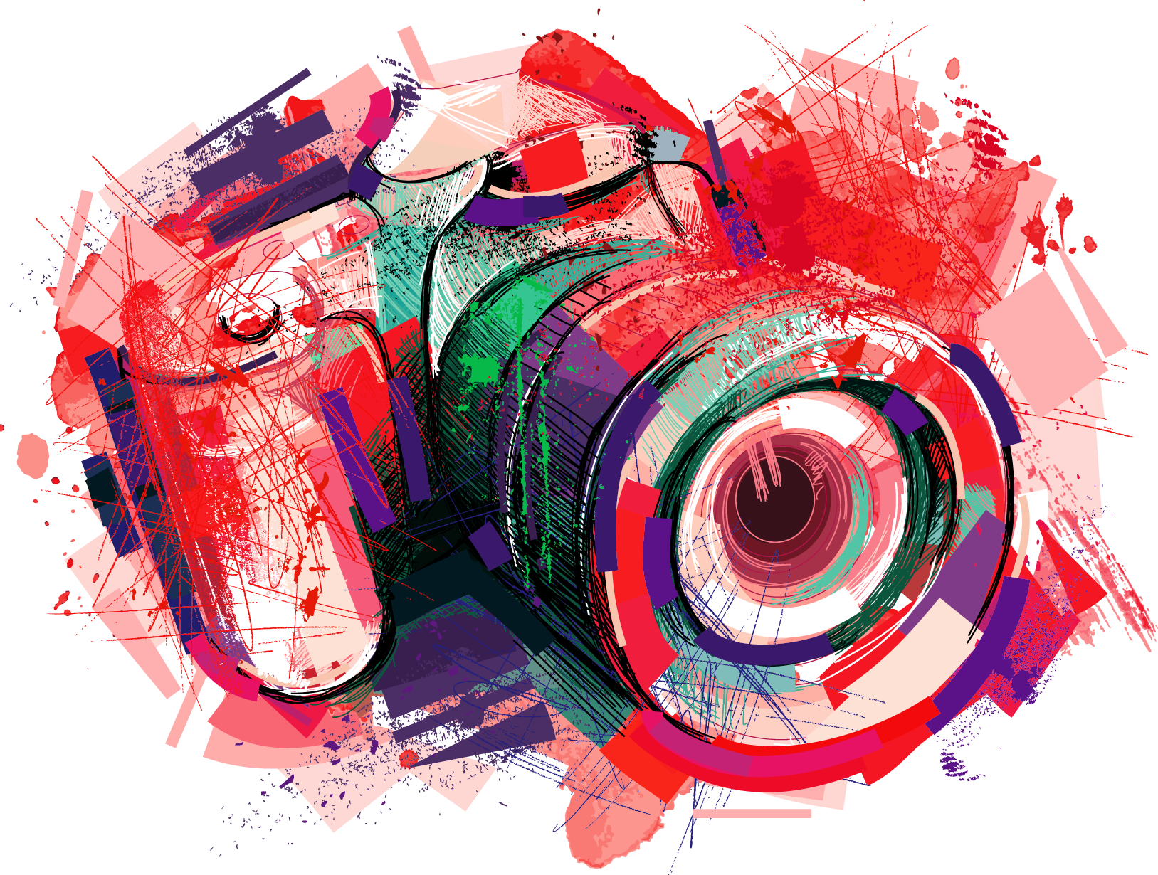 Camera Photography Watercolor Painting - Watercolor Camera Art Png Clipart (1627x1230), Png Download