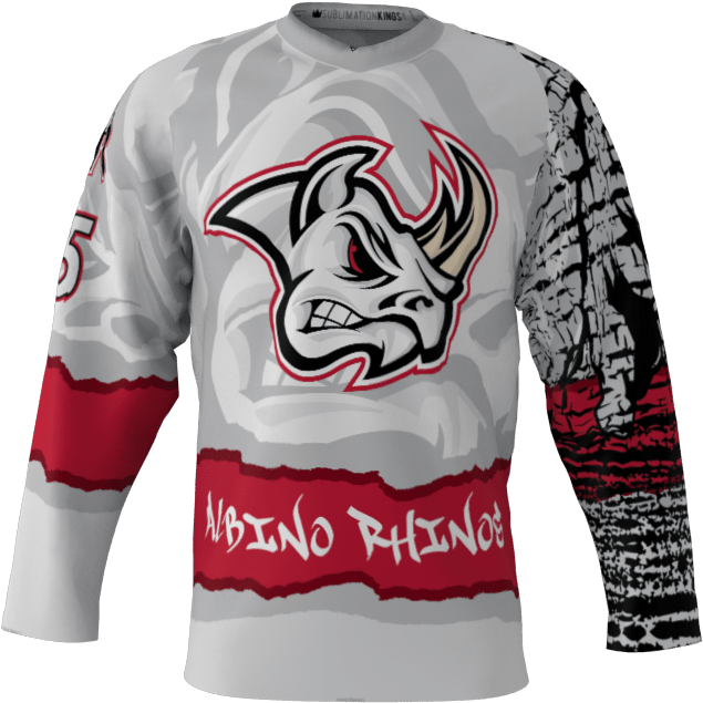 Albino Rhinos Custom Roller Hockey Jersey - Long-sleeved T-shirt Clipart (1024x1024), Png Download