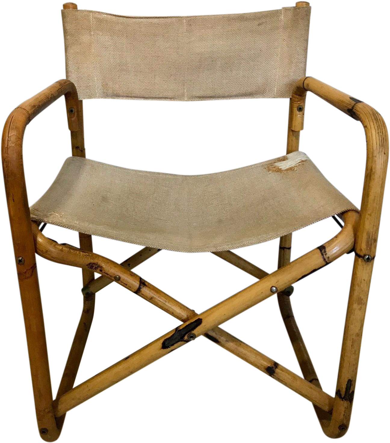 1960s Vintage Tiger Bamboo Folding Directors Chair - Folding Chair Clipart (1439x1634), Png Download