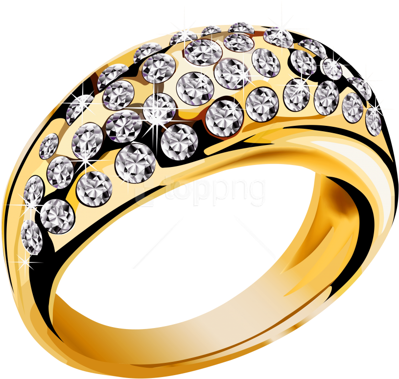 Free Png Gold Ring With Diamonds Png Images Transparent - Gold Jewellery Ring Png Clipart (850x815), Png Download