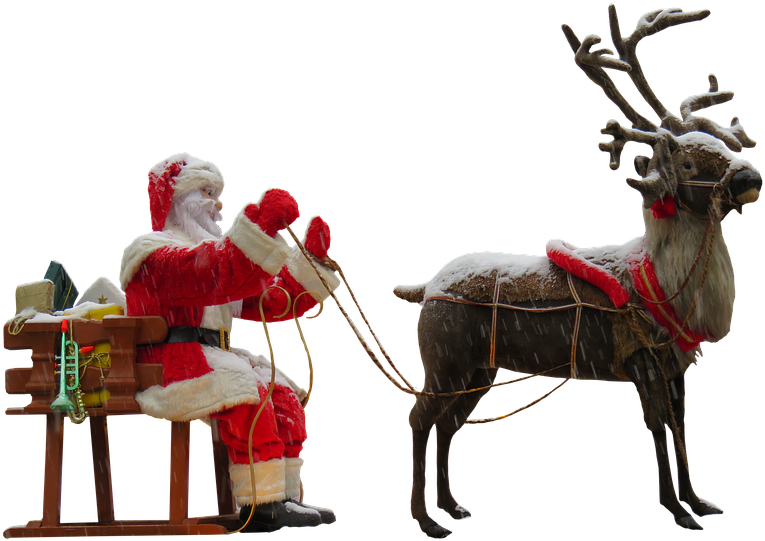 Reindeer With Santa Png Clipart (960x720), Png Download