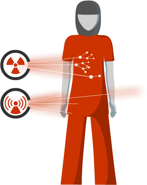 Illustration Of A Person Exposed To An Ionizing Radiation - Radiation In Our Body Clipart (555x601), Png Download