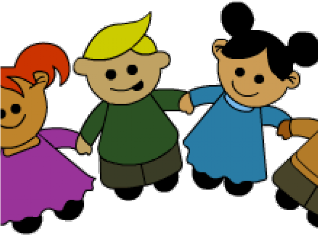 Cartoon Children Holding Hands Clipart (640x480), Png Download