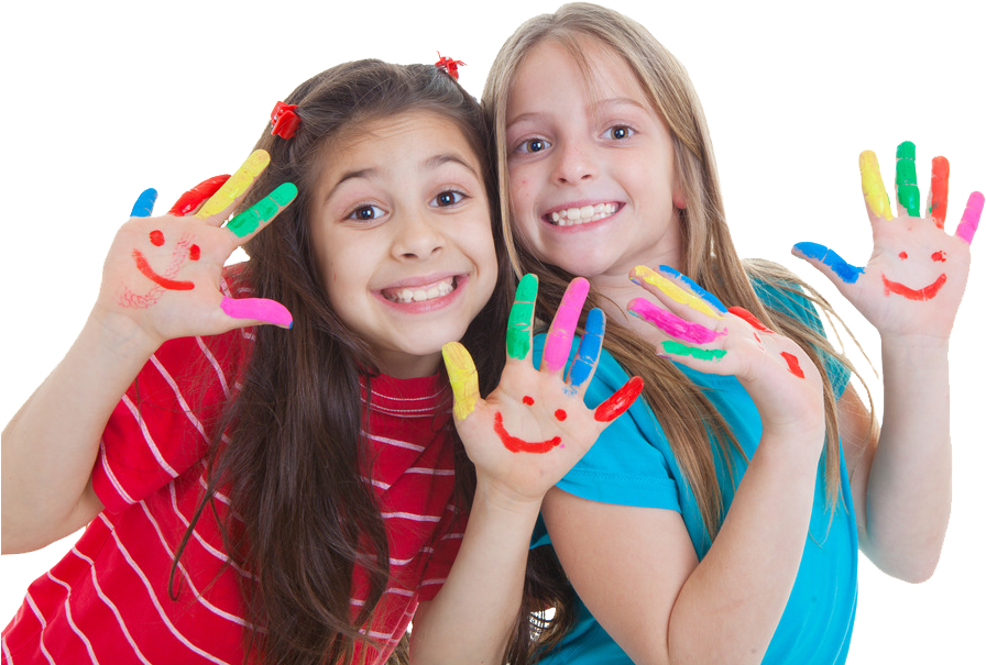 Girls With Paint On Hands - Girl Clipart (924x624), Png Download