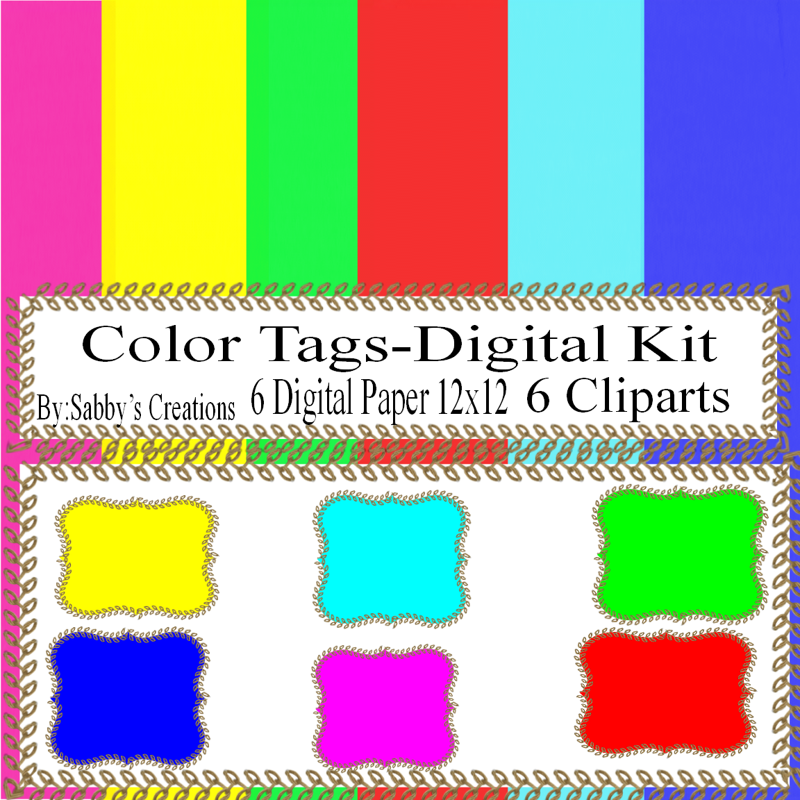 Tags Digital Kit 1a Digtial Paper Art Clip Gift Tag - Colorfulness - Png Download (1152x1152), Png Download