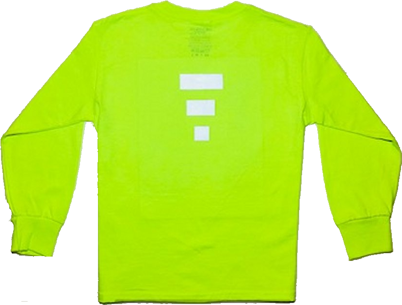 Long Sleeve Safety Green Back - Long-sleeved T-shirt Clipart (850x850), Png Download