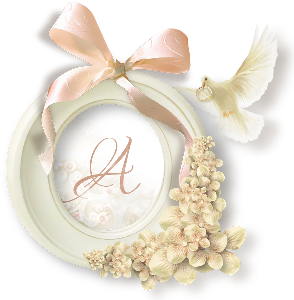 Alfabeto Rosa Pastel Com Pomba E Aliança Para Casamento - Letter Clipart (1000x1000), Png Download