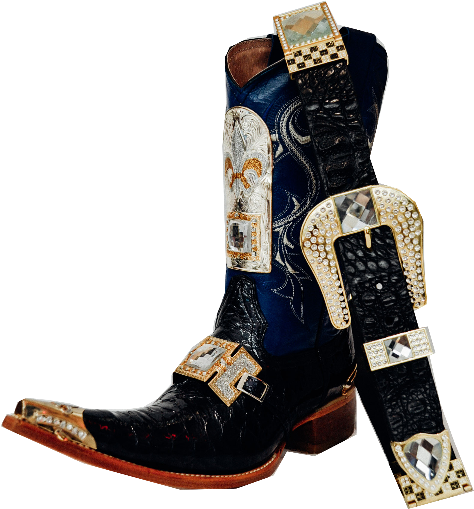 Jet Blue With Golden Toe - Cowboy Boot Clipart (1632x1864), Png Download
