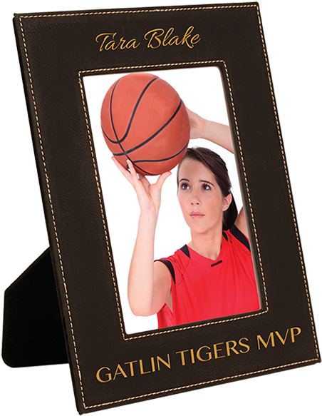 Black Laserable Leatherette Picture Frame - Basketball Moves Clipart (600x600), Png Download