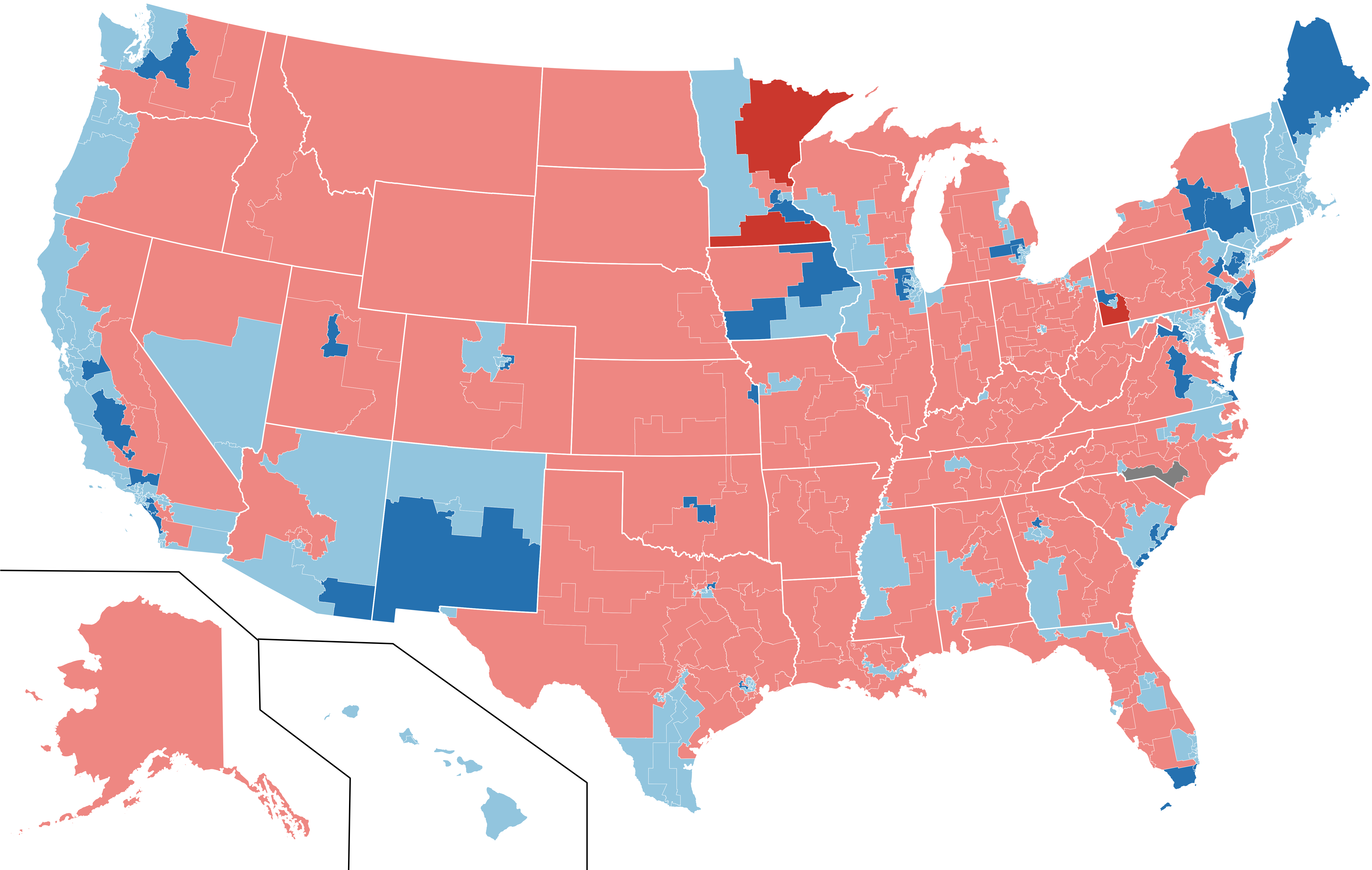 2018 Us House Election Results - Map Of Us Black Clipart (5846x3719), Png Download