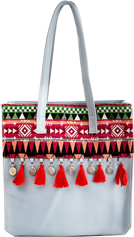 100% Jacquard Handloom Fabric And Pu Handcrafted Bag<br> - Shoulder Bag Clipart (443x784), Png Download