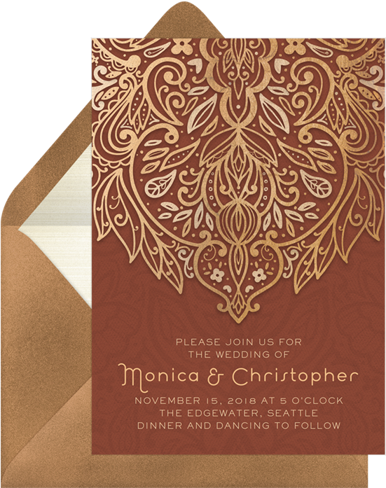 Arabesque Style Invitation In Orange - Motif Clipart (550x717), Png Download