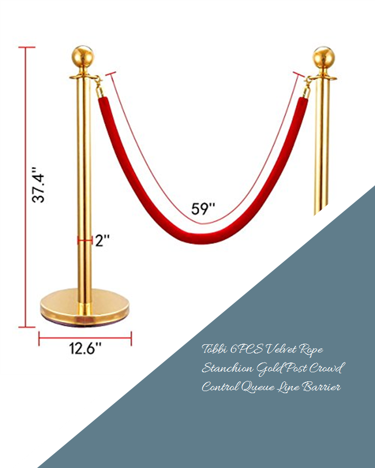 Tobbi 6pcs Velvet Rope Stanchion Gold Post Crowd Control - Illustration Clipart (735x1100), Png Download