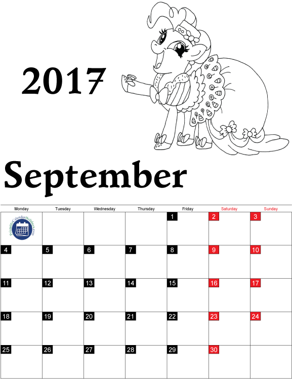 Free Printable Kids Calendar September 2017 85913 - December 2017 Calendar Coloring Page Clipart (612x792), Png Download