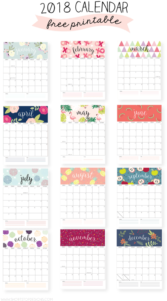 Beautiful Calendar 2017 Pinterest Calendar 2017 Pinterest - Cute Printable Calendar 2018 Clipart (642x1071), Png Download