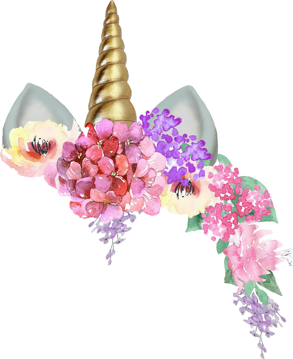 #unicorncrown #unicorn #unicornio #corona #flores #flowers - Cara De Unicornio Con Flores Clipart (962x1175), Png Download