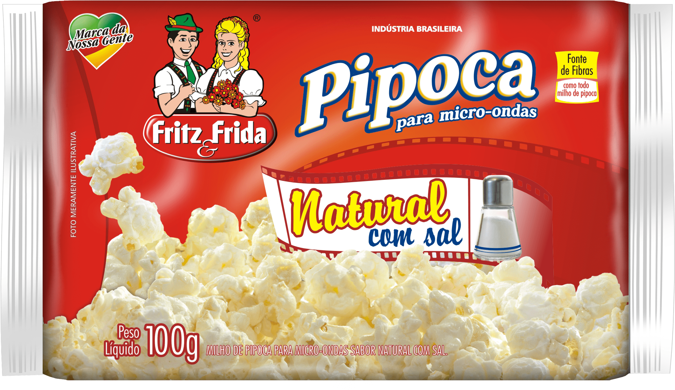 Pipoca Para Micro-ondas Natural Com Sal 100g - Fritz E Frida Clipart (2631x1824), Png Download