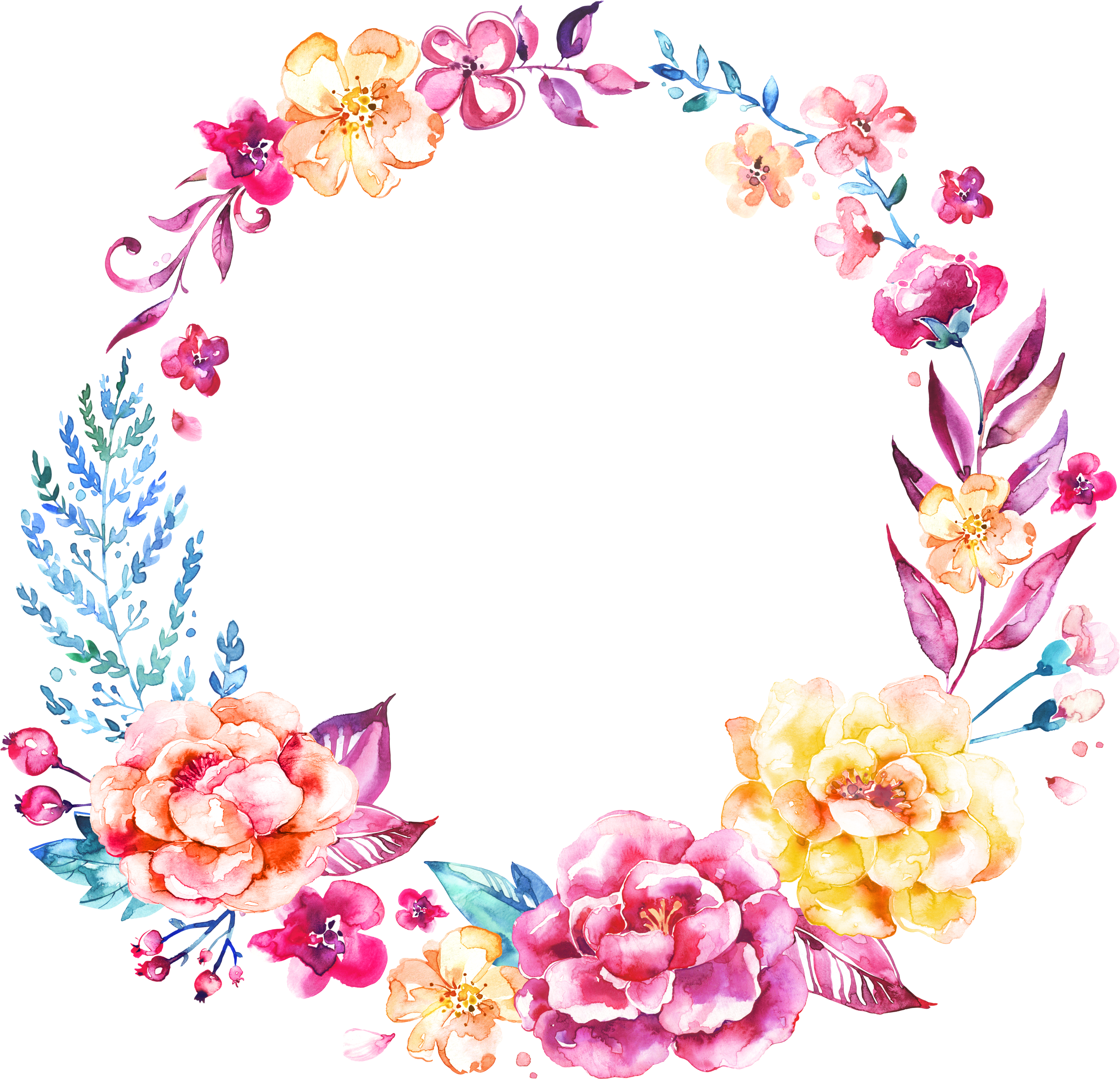 Invitation Logo Flower - Corona De Flores En Acuarela Clipart (5000x5000), Png Download