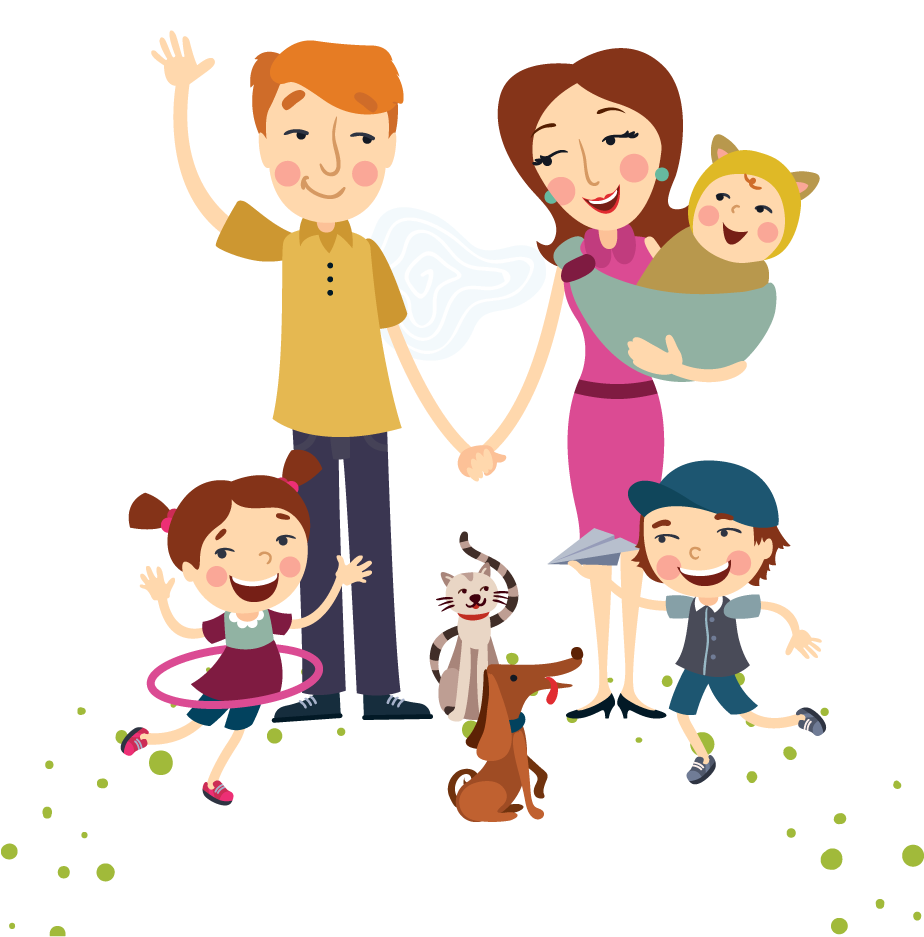 Family Happiness Euclidean Vector Illustration - Happy Family Of Five Clipart (924x937), Png Download