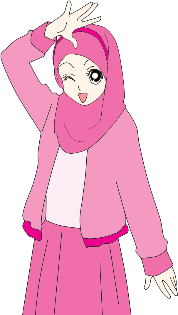 Cute Muslimah Doodle - Hijab Cartoon Clipart (730x1095), Png Download