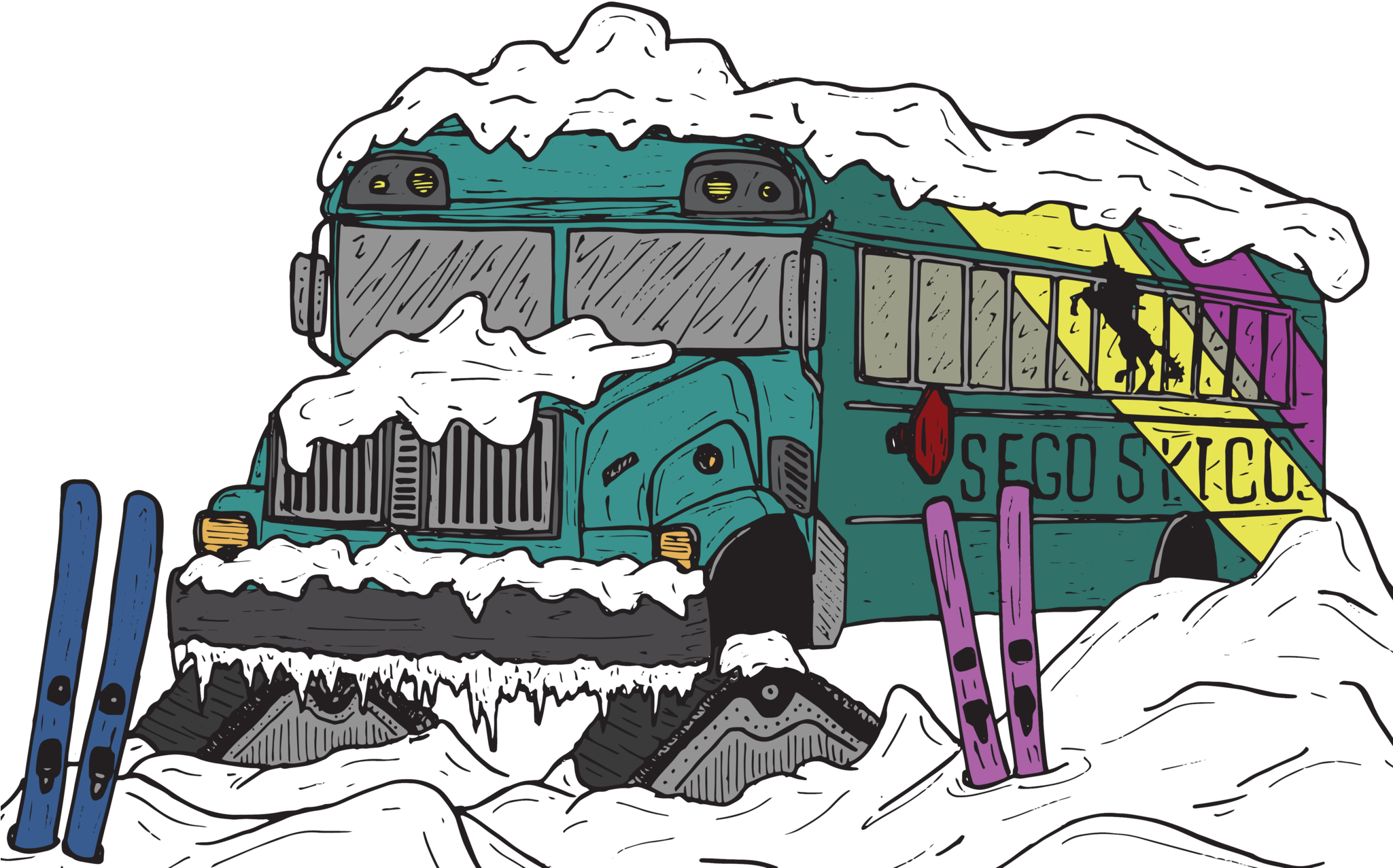 Clip Black And White Library Sego Bus Co It Is Equipped - Ski Bus - Png Download (2048x1365), Png Download