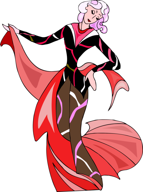 Dancer Cartoon Woman Watercolor Painting - Abstract Graphics Figurines Woman Fashion Clipart (558x750), Png Download