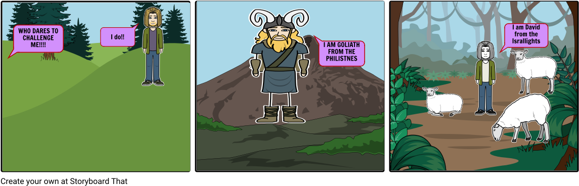 David And Goliath - Comics Clipart (1164x385), Png Download